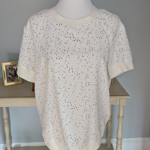 Rachel Zoe Cream & Black Speckled Chiffon Top Blouse Size M - Picture 1 of 8